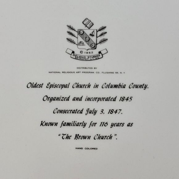 1962 Church of St John the Evangelist Stockport NY Deland Studios Plate VTG - Picture 7 of 7